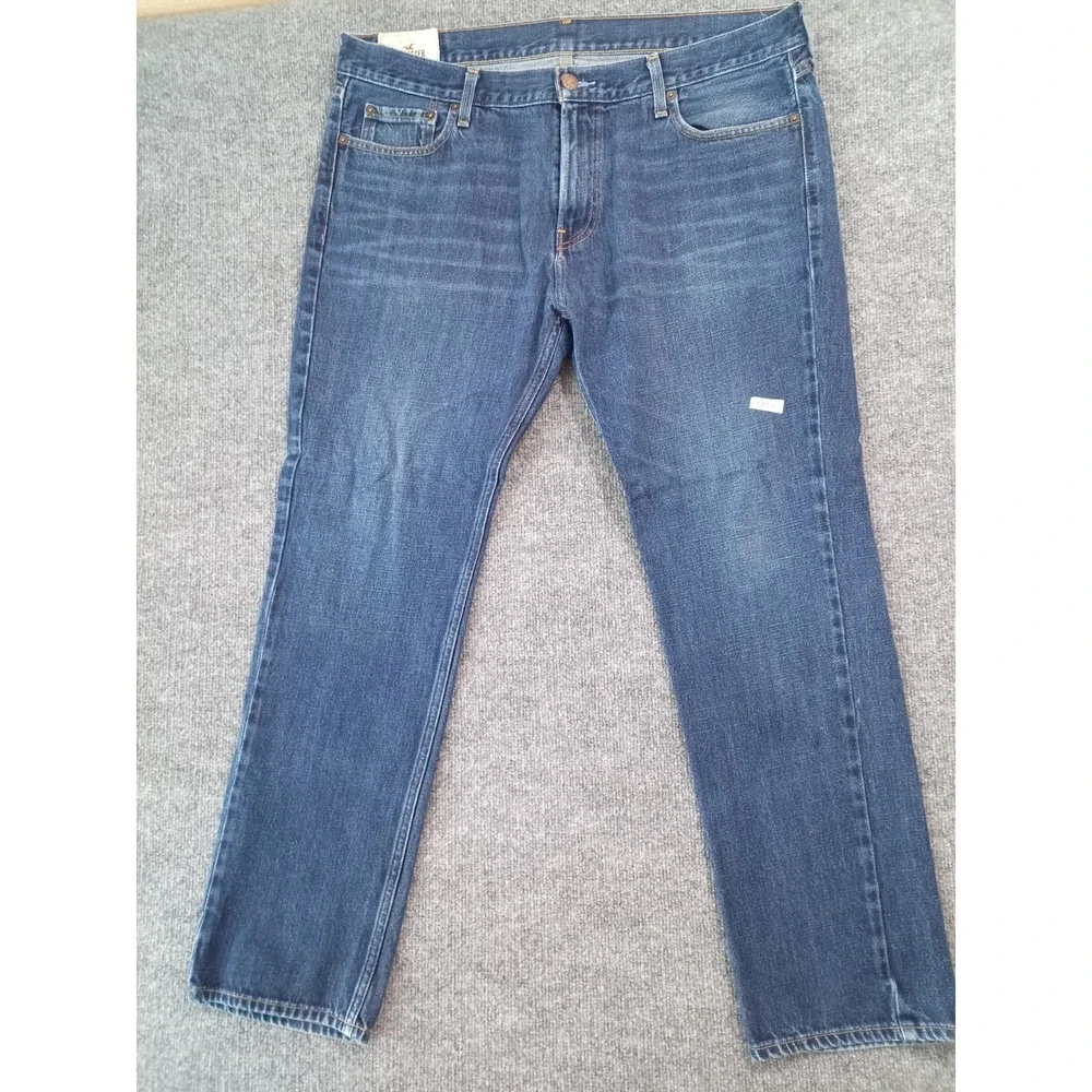 Hollister Jeans Mens 38x32 Slim Straight Medium Wash Denim Casual